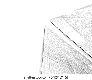 architecture building construction 3d illustration