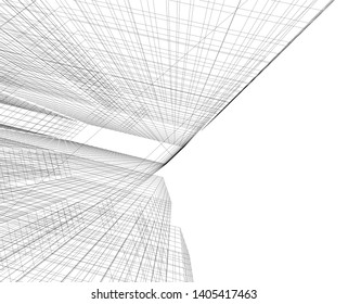 architecture building construction 3d illustration