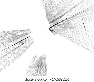 architecture building construction 3d illustration