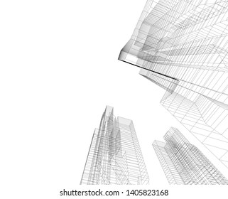 architecture building construction 3d illustration