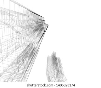 architecture building construction 3d illustration