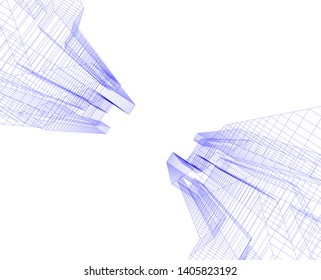 architecture building construction 3d illustration