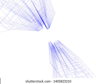 architecture building construction 3d illustration