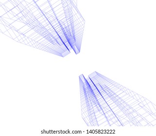 architecture building construction 3d illustration