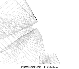 architecture building construction 3d illustration