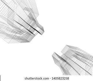 architecture building construction 3d illustration