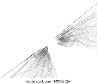 architecture building construction 3d illustration