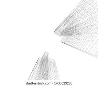 architecture building construction 3d illustration