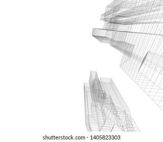 architecture building construction 3d illustration