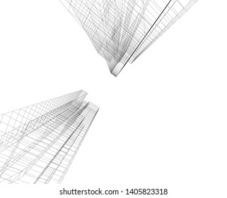 architecture building construction 3d illustration