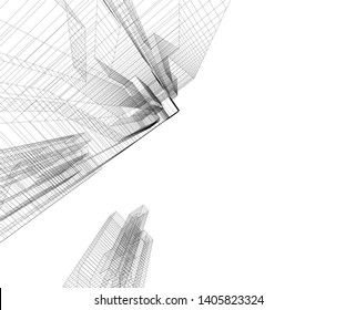 architecture building construction 3d illustration