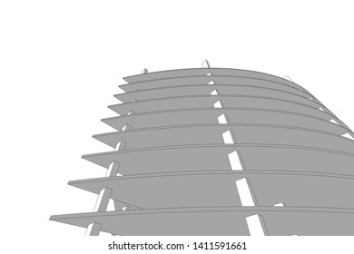 architecture building construction, 3d illustration