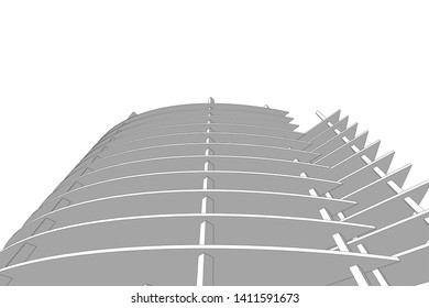 architecture building construction, 3d illustration