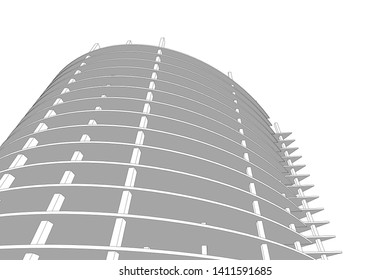 architecture building construction, 3d illustration