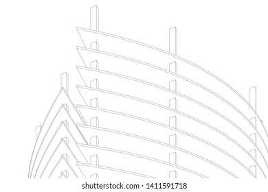 architecture building construction, 3d illustration