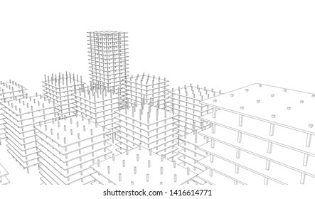 architecture building construction 3d illustration