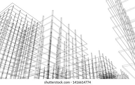 architecture building construction 3d illustration