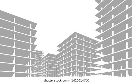 architecture building construction 3d illustration