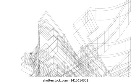 architecture building construction 3d illustration