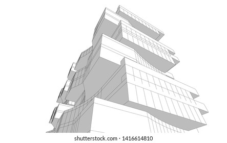 architecture building construction 3d illustration