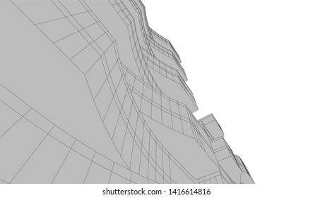 architecture building construction 3d illustration