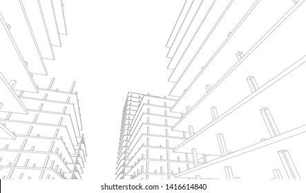 architecture building construction 3d illustration