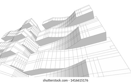 architecture building construction 3d illustration