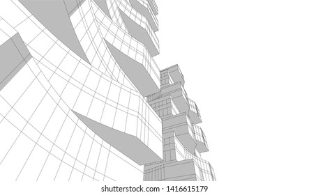 architecture building construction 3d illustration