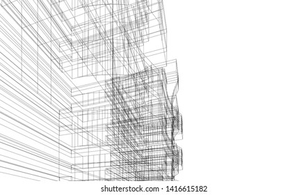 architecture building construction 3d illustration