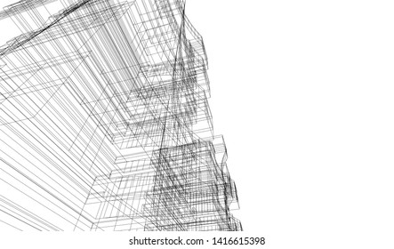 architecture building construction 3d illustration