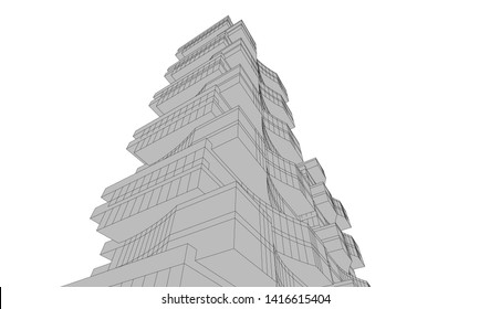 architecture building construction 3d illustration