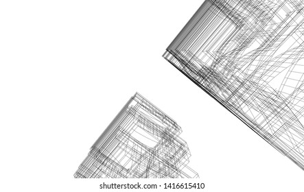 architecture building construction 3d illustration
