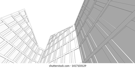 architecture building construction 3d illustration