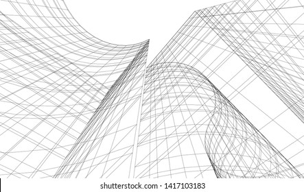 architecture building construction 3d illustration