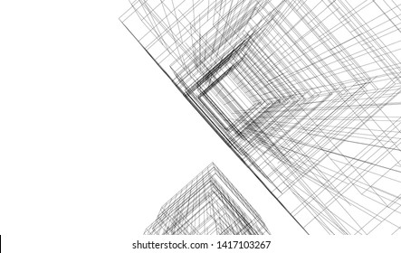 architecture building construction 3d illustration