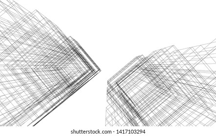 architecture building construction 3d illustration