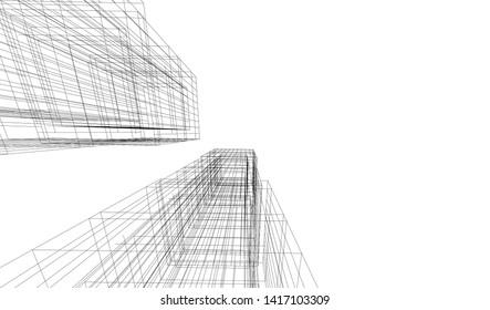 architecture building construction 3d illustration