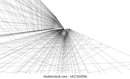 architecture building construction 3d illustration