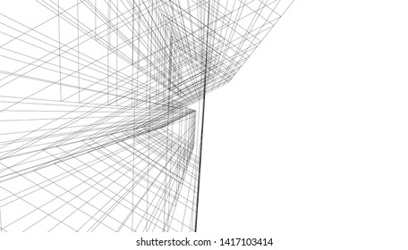 architecture building construction 3d illustration