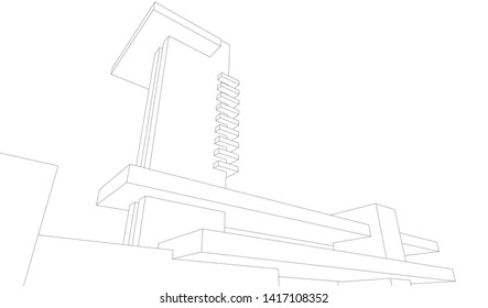 architecture building construction 3d illustration