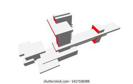 architecture building construction 3d illustration