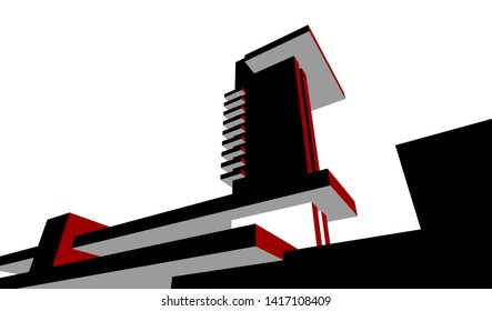architecture building construction 3d illustration