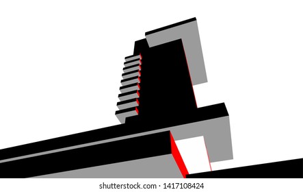 architecture building construction 3d illustration