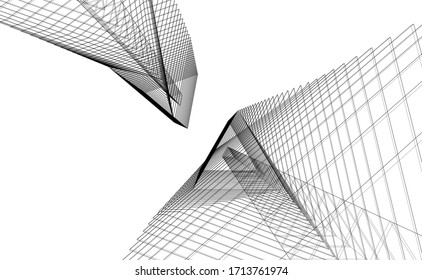 construcción de edificios de arquitectura Ilustración 3d