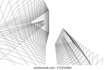 architecture building construction 3d illustration