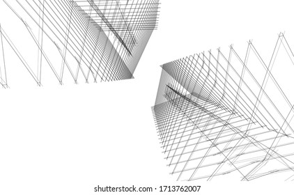 construcción de edificios de arquitectura Ilustración 3d