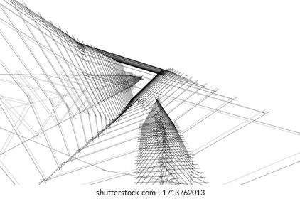 architecture building construction 3d illustration