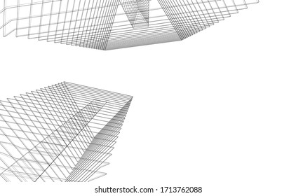 architecture building construction 3d illustration