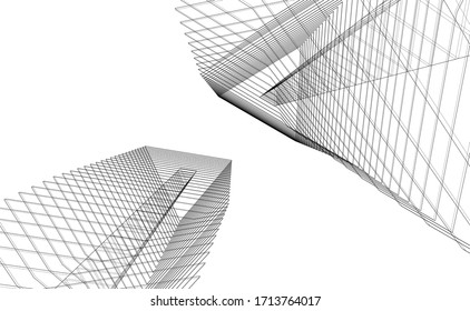 architecture building construction 3d illustration