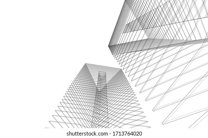 architecture building construction 3d illustration